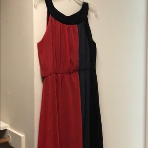 Red, gray black dress